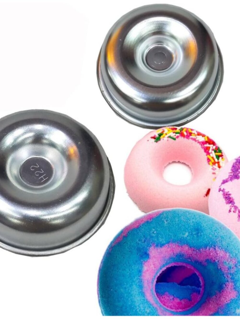 2 Pieces Assorted Size Metal Donut Bath Bath Bomb Molds to Make Unique Cute Home